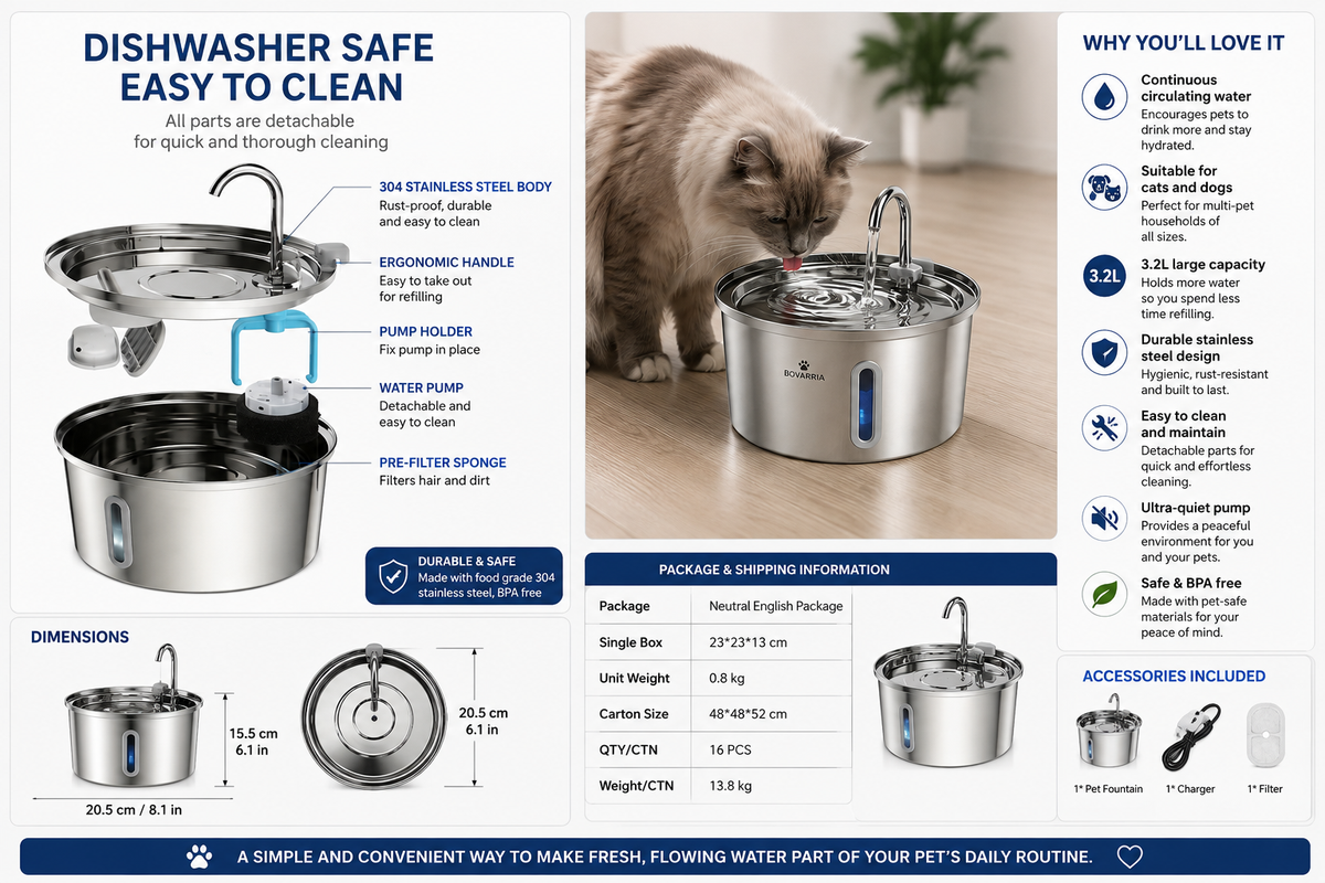 Bovarria Pet Water Fountain
